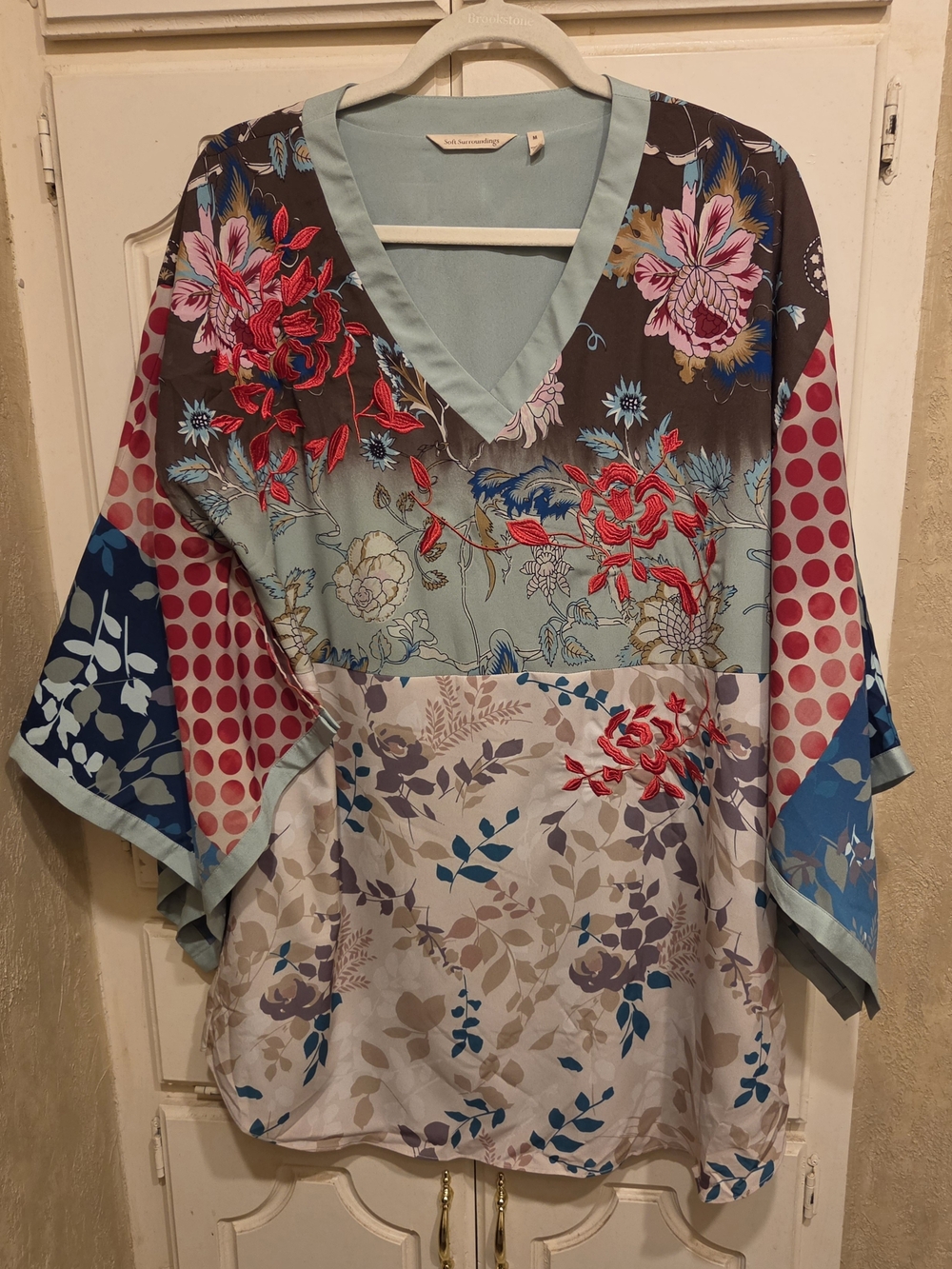 Soft Surroundings Floral Embroidered V-Neck Tunic